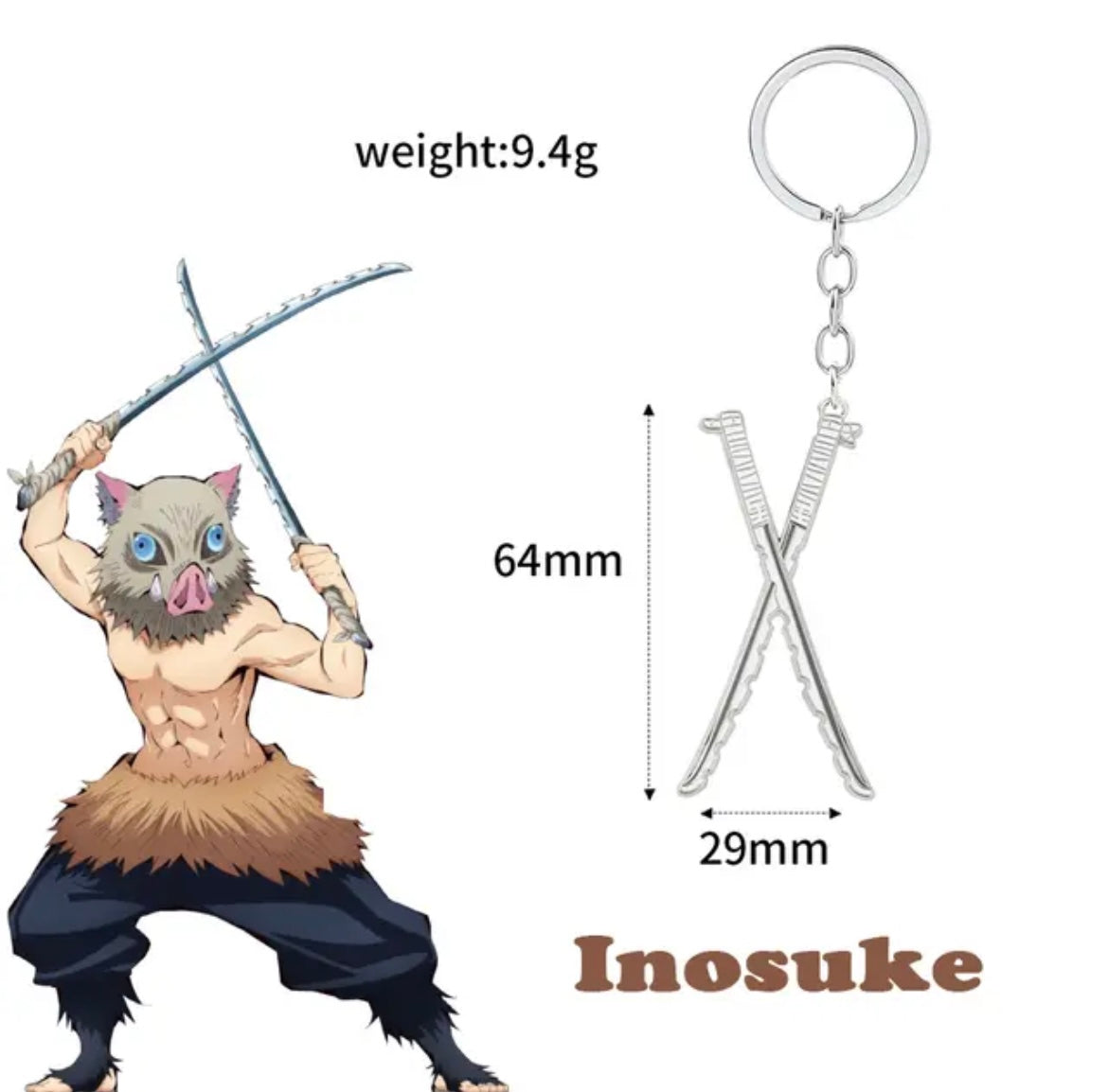 Llavero Demon slayer 2 espadas de Inosuke