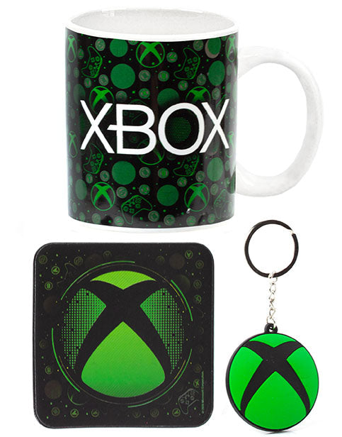 Juego de regalo de jugador de taza de cerámica, posavasos y llavero de XBOX