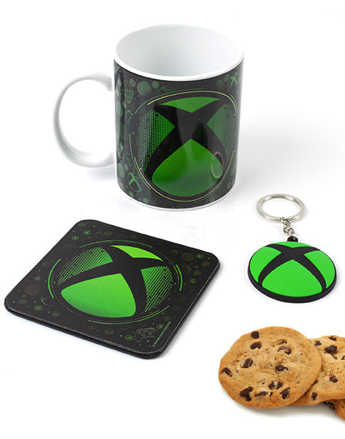 Juego de regalo de jugador de taza de cerámica, posavasos y llavero de XBOX