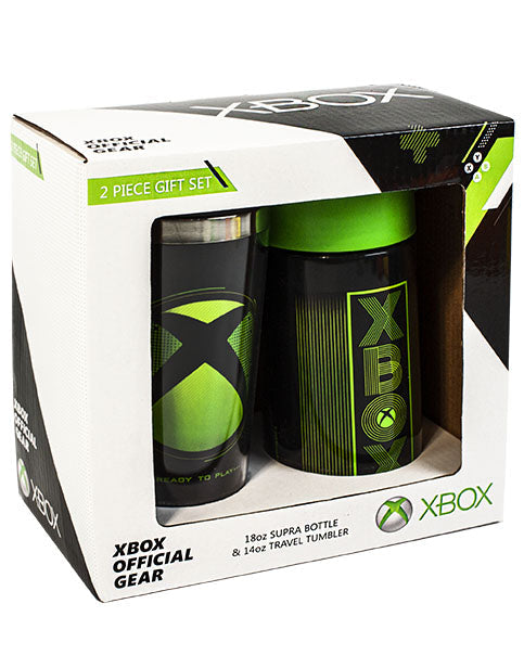 Juego de regalo de botella deportiva XBOX de 18 oz y taza de viaje de acero inoxidable de 14 oz