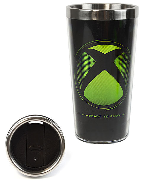 Juego de regalo de botella deportiva XBOX de 18 oz y taza de viaje de acero inoxidable de 14 oz